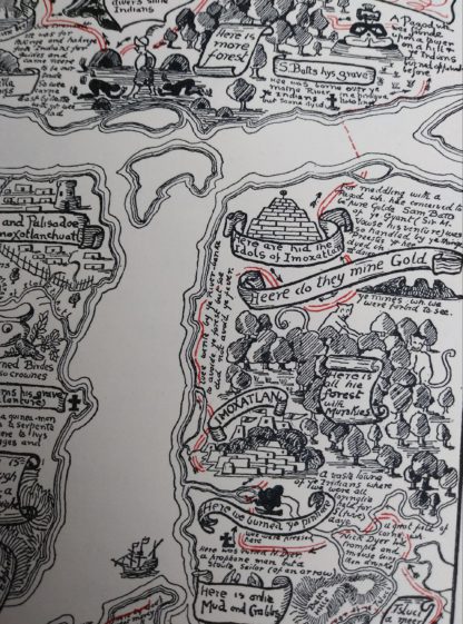 A close up of the map of Turbid Amazon on page 105 of a 1902 copy of Just So Stories