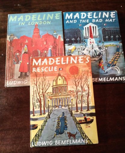 three collectible copies of Madeline and the Bad Hat