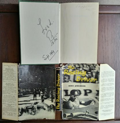 1959 copy of The Racing Driver by Denis Jenkinson, Signed by Fred Jiggs Peters