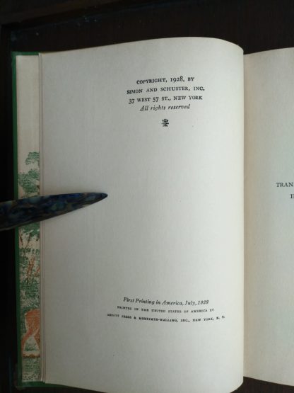 Copyright page in a 1928 First American Printing of Bambi A Life in the Woods