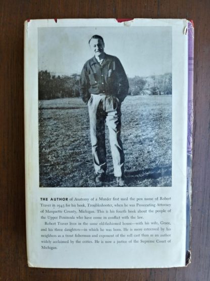 back of dust jacket on a 1958 copy of Anatomy of a Murder, 1st Edition & First Printing