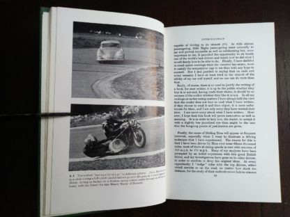 page 19 and 19 in a 1959 copy of The Racing Driver by Denis Jenkinson, Signed by racer, Fred Jiggs Peters