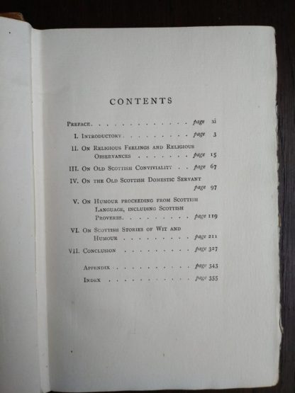 contents page in a 1920 copy of reminiscences of Scottish Life and Character by Dean Ramsay