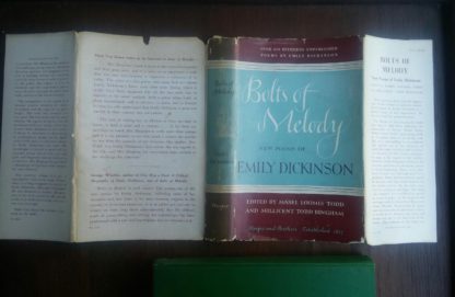 dust jacket for a 1945 First Edition of Bolts of Melody by Emily Dickinson
