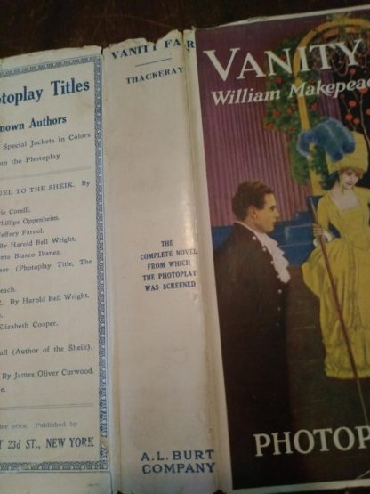 dust jacket up close from a 1923 first photoplay edition of Vanity Fair by William Makepeace Thackeray