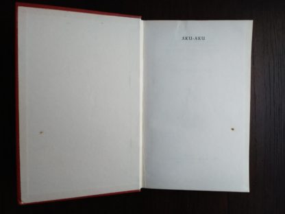 front paste-down and endpaper in a 1958 First Edition of Aku-Aku, The Secret Of Easter Island