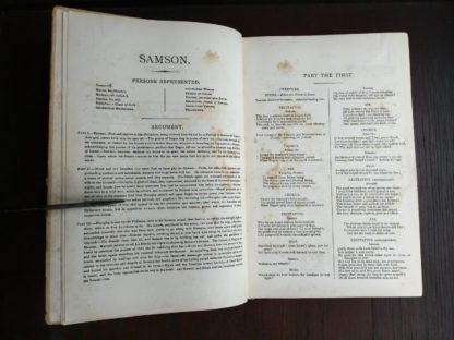 parts explained in a copy of Samson, an Oratorio in Vocal Score, composed in 1742, by Handel