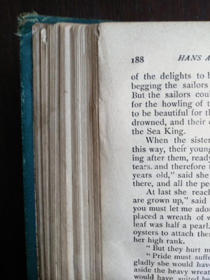 close up on page 188 in an Antique Caxton Edition of Andersens Fairy Tales