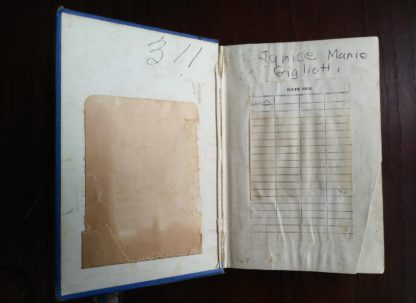 front paste down and endpaper in an undated library copy of The Water-Babies by Charles Kingsley published by Blackie and Sons