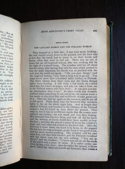 story of the lapland woman and the finland woman in an Antique Caxton Edition of Andersens Fairy Tales