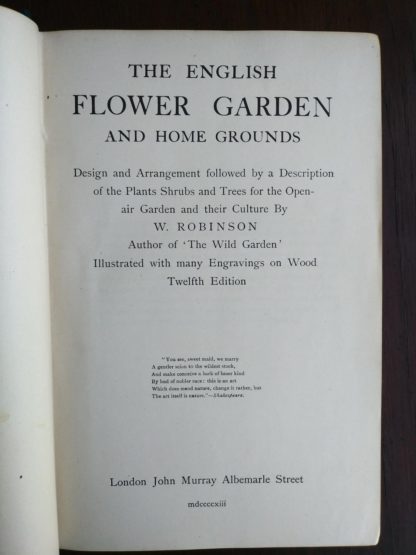 title page for English Flower Garden by W. Robinson 1913 twelfth edition