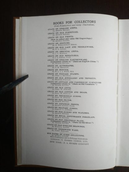 a list of other book in the same series in a 1925 copy of Chats on Old Furniture by Arthur Hayden