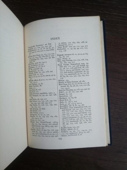 index inside a 1954 First edition copy of The Conquest of Everest by Sir John Hunt
