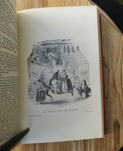 1906 PICKWICK PAPERS by Charles Dickens, Ward Lock & Co illustration on page 251 of Mr Pickwick under the mistletoe