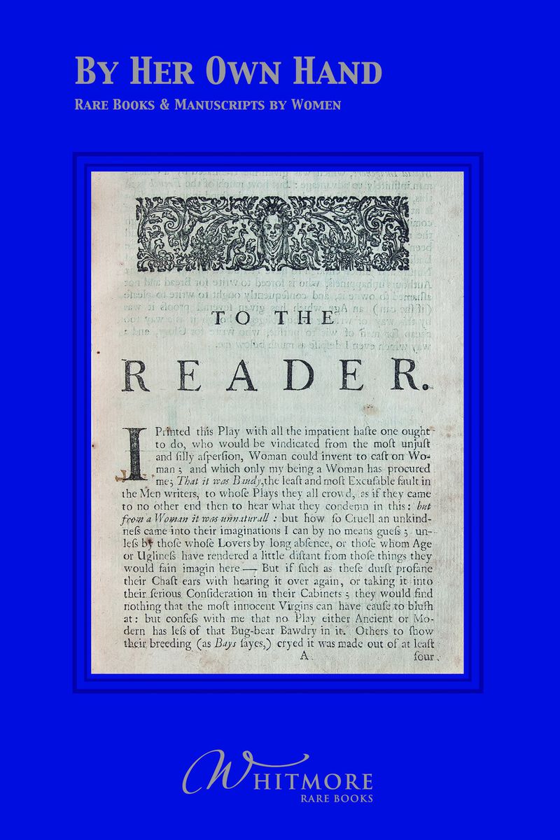 The cover of Whitmore Rare Books catalog By Her Own Hand Rare Books and Manuscripts by Women