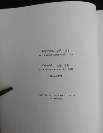 copyright page in a 1954 copy of The Wind in the Willows illustrated by Ernest Shepard