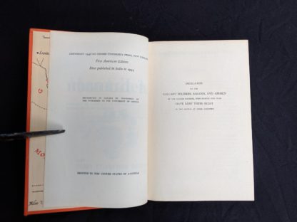 copyright and dedication page in a 1946 First American Edition copy of MAN-EATERS of Kumaon by Jim Corbett