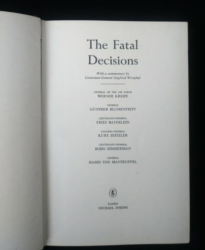 title page for a 1956 first edition copy of Six decisive battles of the Second World War from the viewpoint of the vanquished