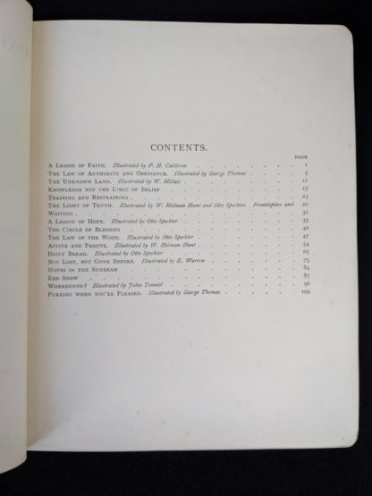Contents page in a 1888 copy of Parables from Nature by Margaret Gatty -First and Second series in one volume