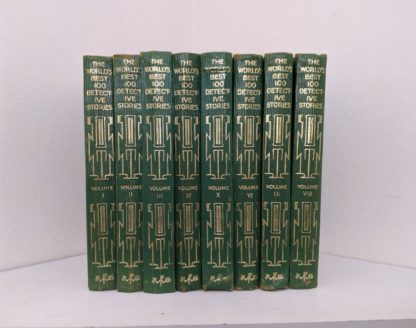 Spine View of a 1929 set of The Worlds Best 100 Detective Stories - In Ten Volumes - Full Set published by Funk & Wagnalls Company
