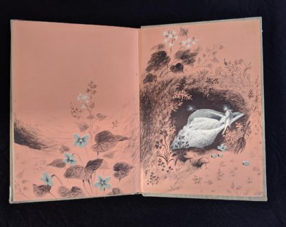 back pastedown and endpaper on a 1956 copy of The Fairy Doll by Rumer Godden