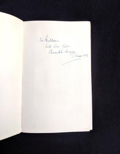 gift annotation on front free paper inside a 1949 copy of Black Beauty by Anna Sewell - The Heirloom Library - first printing