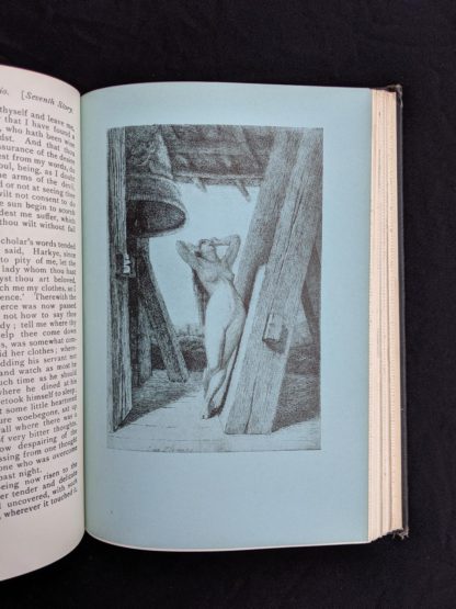illustration plate inside a copy of The Decameron of Boccaccio by Giovanni Boccaccio. Published by The Bibliophilist Society circa 1930s