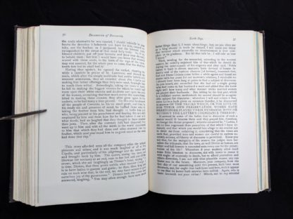 page 56 and 57 in a copy of The Decameron of Boccaccio by Giovanni Boccaccio. Published by The Bibliophilist Society circa 1930s