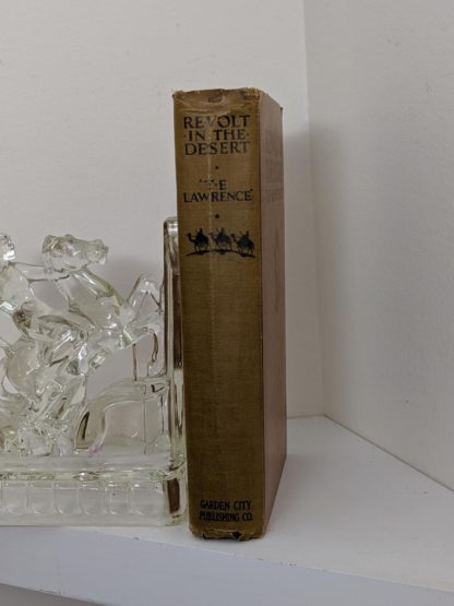 spine view on a 1927 copy of Revolt in the Desert by T. E. Lawrence