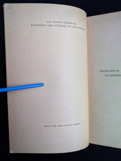 copyright page in a 1929 copy of Bambi by Felix Salten published by Grosset & Dunlap by arrangement with Simon and Schuster