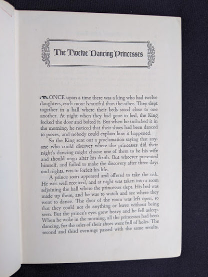 The twelve dancing princesses chapter inside a 1945 Grimms Fairy Tales By the Brothers Grimm published by Grosset & Dunlap
