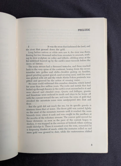First page of the Prelude inside a 1958 first edition copy of KLONDIKE - The Life and Death of the Last Great Gold Rush by Pierre Berton