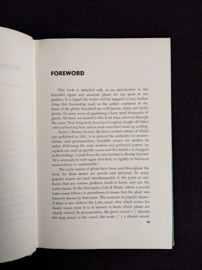 Foreward in a 1959 copy of Rock Garden Plants - New Ways to Use Then Around Your Home by Doretta Klaber