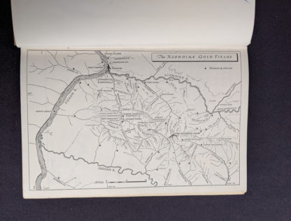 Map of the Klondike Gold Fields inside a 1958 copy of KLONDIKE - The Life and Death of the Last Great Gold Rush by Pierre Berton