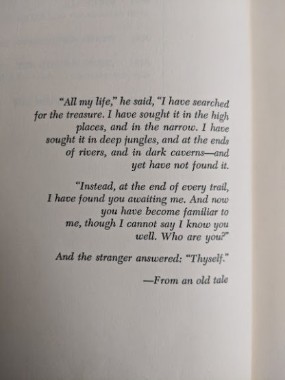 Quote inside a 1958 copy of KLONDIKE - The Life and Death of the Last Great Gold Rush by Pierre Berton