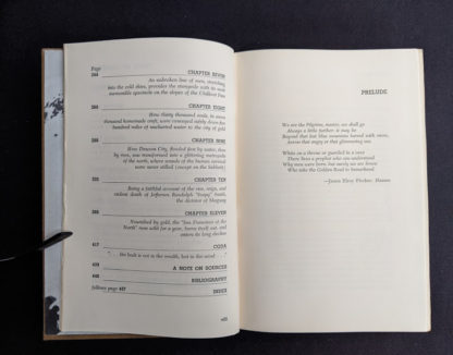 Table of Contents pg 2 of 2 inside a 1958 first edition copy of KLONDIKE - The Life and Death of the Last Great Gold Rush by Pierre Berton
