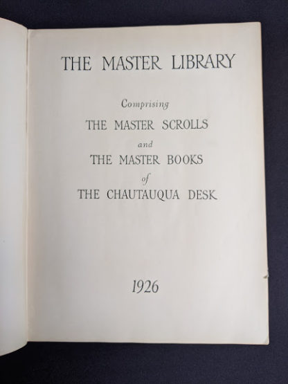 Title page inside a 1926 copy of Master Book 1 - Beginning the Use of Tools and Materials Published by Lewis E Myers & Company