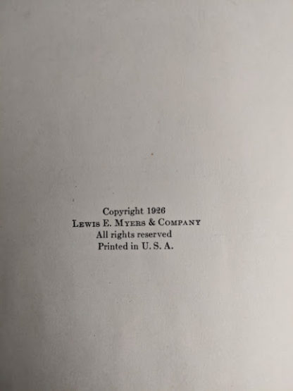 copyright up close inside a 1926 copy of Master Book 1 - Beginning the Use of Tools and Materials Published by Lewis E Myers & Company