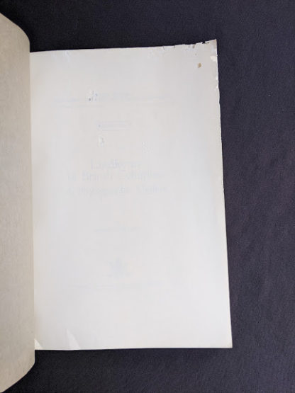 front free paper inside a 1964 copy of Landforms of British Columbia - A Physiographical Outline by Stuart S. Holland