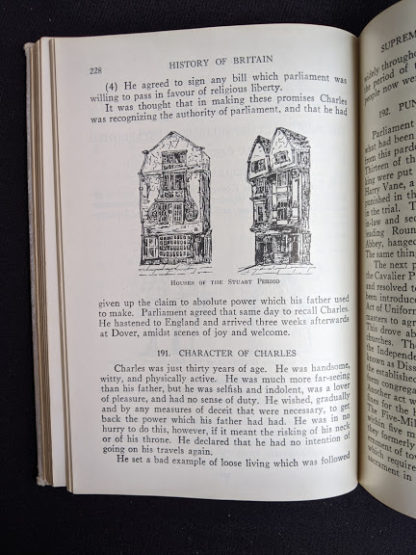 illustration of Houses of the Stuart Period in a 1937 copy of A History of Britain by H. B. King - macmillan company of canada ltd