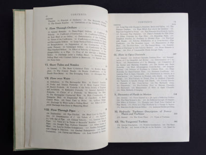 Contents page 2 and 3 of 4 inside a 1948 copy of Hydraulics by George Russell - 5th edition