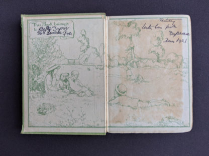 front endpaper and pastedown inside a 1915 copy of Marys Meadow and Other Tales of Field Flowers by Juliana Horatia Ewing