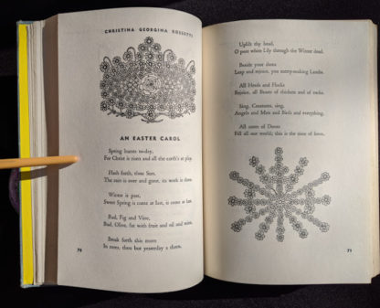 An Easter Carole inside a 1952 copy of The Easter Book Of Legends And Stories - fourth Edition -illustrated by Pamela Bianco