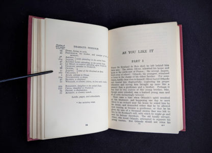 As You Like It inside a copy of Shakespeare Plays for Community Players in the Nelsons Classics - Series - Circa 1920s