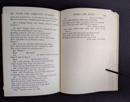 Romeo and Juliet in a copy of Shakespeare Plays for Community Players in the Nelsons Classics - Series - Circa 1920s