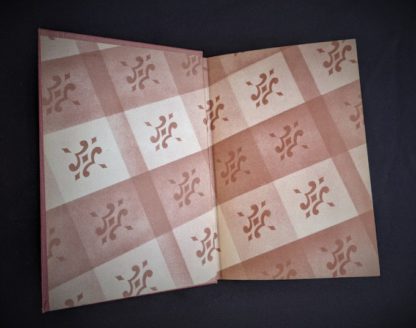front pastedown and endpaper inside a 1945 First Edition The Peacock Sheds His Tail by Alice Tisdale Hobart