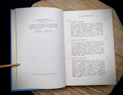 Contents page 1 of 3 inside a 1946 copy of Saints Devils and Ordinary Seamen Life on the Royal Canadian Navys Lower Deck -second printing