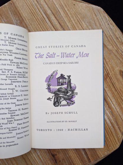 Title page inside a 1960 copy of The Salt Water Men - Canadas Deep Sea Sailors by Joseph Schull