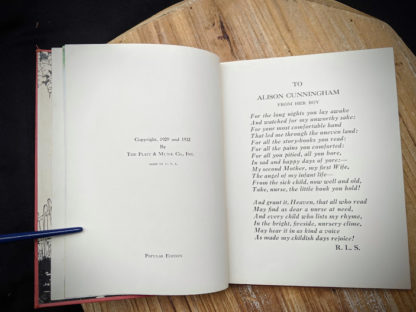 dedication page inside a 1932 copy of A Childs Garden of Verses by Robert Louis Stevenson - popular edition