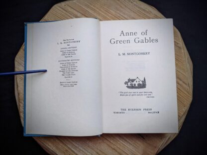 1948 Anne of Green Gables by Montgomery published by Ryerson Press - Title Page